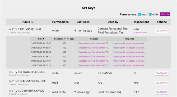 Clave API modal con errores